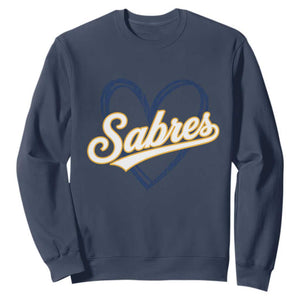 Vintage 70s Sabres Name Heart Script Style Sweatshirt Retro Distressed Tailgate Spirit Sports Fan TS02 Navy Print Your Wear
