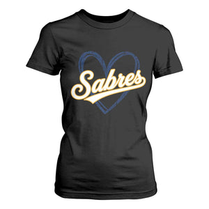 Vintage 70s Sabres Name Heart Script Style T Shirt For Women Retro Distressed Tailgate Spirit Sports Fan TS02 Black Print Your Wear