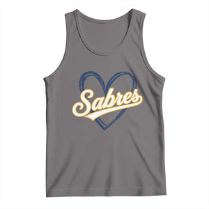 Vintage 70s Sabres Name Heart Script Style Tank Top Retro Distressed Tailgate Spirit Sports Fan TS02 Deep Heather Print Your Wear