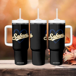 Vintage 70s Sabres Name Heart Script Style Tumbler With Handle Retro Distressed Tailgate Spirit Sports Fan TS02 Print Your Wear