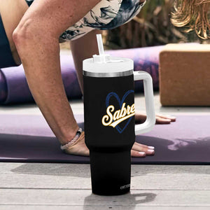 Vintage 70s Sabres Name Heart Script Style Tumbler With Handle Retro Distressed Tailgate Spirit Sports Fan TS02 Print Your Wear