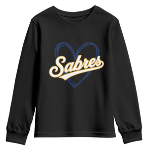Vintage 70s Sabres Name Heart Script Style Youth Sweatshirt Retro Distressed Tailgate Spirit Sports Fan TS02 Black Print Your Wear