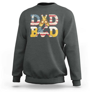 Funny Drinking Dad Sweatshirt Dad Bod Father Figure Beer Love American Flag TS02 Dark Heather Print Your Wear