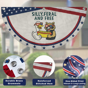 Silly Feral and Free Patriotic Fan Flag Funny Goose and Raccoon 4th of July