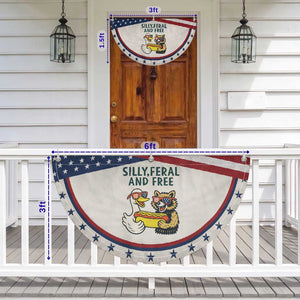 Silly Feral and Free Patriotic Fan Flag Funny Goose and Raccoon 4th of July