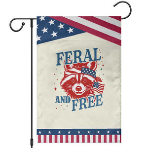 Funny Feral and Free Raccoon Garden Flag Patriotic Bandana Animal 4th of July US Flag TS02 Modern Beige Blue Print Your Wear