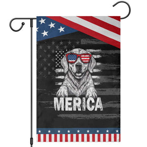Merica Golden Retriever Garden Flag Patriotic Dog US Flag 4th Of July TS02 Distressed Black Blue Print Your Wear