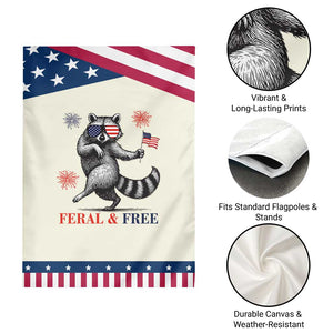 Feral and Free Dancing Raccoon Garden Flag Funny 4th July Patriotic Animal US Flag and Fireworks TS02 Print Your Wear