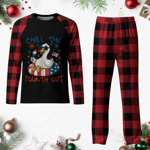 Funny Goose 4th of July Plaid Pajama Set Chill the Fourth Out Patriotic Humor with Summer Vibes TS02 Buffalo Plaid Print Your Wear