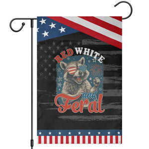 Red White and Feral Raccoon Garden Flag Funny Patriotic Fireworks Wild 4th of July Vibes TS02 Distressed Black Blue Print Your Wear