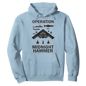 Operation Midnight Hammer Military Hoodie Tactical Warfare Jets Bombers TS02 Light Blue Print Your Wear
