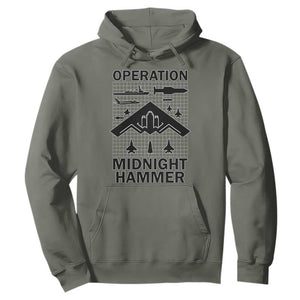 Operation Midnight Hammer Military Hoodie Tactical Warfare Jets Bombers TS02 Military Green Print Your Wear
