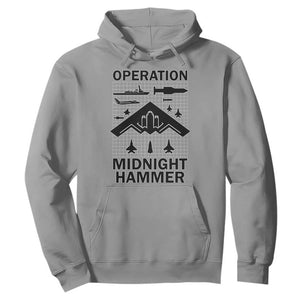 Operation Midnight Hammer Military Hoodie Tactical Warfare Jets Bombers TS02 Sport Gray Print Your Wear