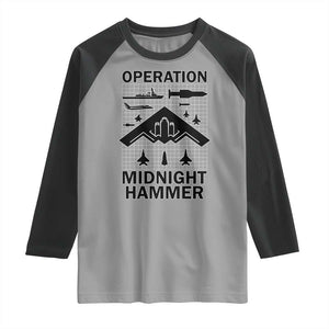 Operation Midnight Hammer Military Raglan Shirt Tactical Warfare Jets Bombers TS02 Sport Gray Black Print Your Wear