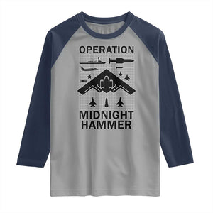 Operation Midnight Hammer Military Raglan Shirt Tactical Warfare Jets Bombers TS02 Sport Gray Navy Print Your Wear