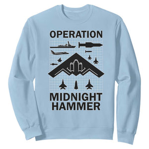 Operation Midnight Hammer Military Sweatshirt Tactical Warfare Jets Bombers TS02 Light Blue Print Your Wear