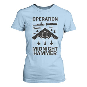 Operation Midnight Hammer Military T Shirt For Women Tactical Warfare Jets Bombers TS02 Light Blue Print Your Wear