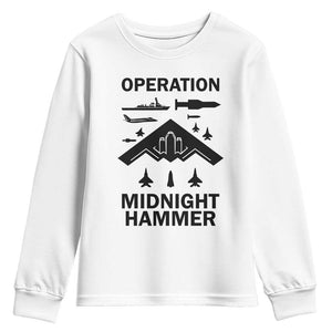 Operation Midnight Hammer Military Youth Sweatshirt Tactical Warfare Jets Bombers TS02 White Print Your Wear
