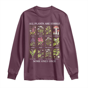 Vintage Botanical Poison Chart Graphic Long Sleeve Shirt All Plants Are Edible Some Only Once