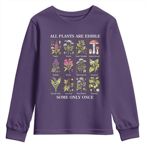 Vintage Botanical Poison Chart Graphic Youth Sweatshirt All Plants Are Edible Some Only Once
