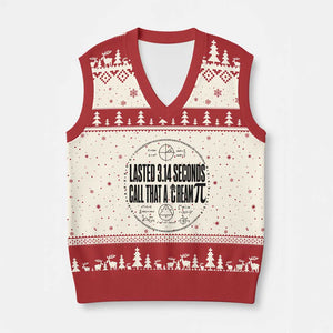 Lasted 3 14 Seconds Call That A Cream Pi V-Neck Knit Sweater Vest Funny Math Joke Adult Humor Pi Day Gift