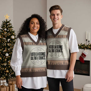 Lasted 3 14 Seconds Call That A Cream Pi V-Neck Knit Sweater Vest Funny Math Joke Adult Humor Pi Day Gift