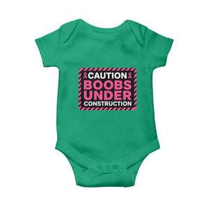 Funny Breast Cancer Surgery Mastectomy Baby Onesie Caution Boobs Under Construction Pink Ribbon Warrior