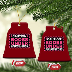 Funny Breast Cancer Surgery Mastectomy Ceramic Ornament Caution Boobs Under Construction Pink Ribbon Warrior