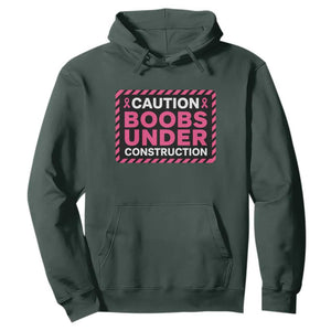 Funny Breast Cancer Surgery Mastectomy Hoodie Caution Boobs Under Construction Pink Ribbon Warrior