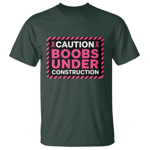 Funny Breast Cancer Surgery Mastectomy T Shirt Caution Boobs Under Construction Pink Ribbon Warrior