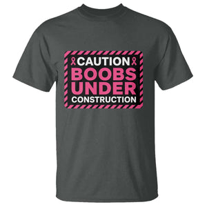 Funny Breast Cancer Surgery Mastectomy T Shirt Caution Boobs Under Construction Pink Ribbon Warrior