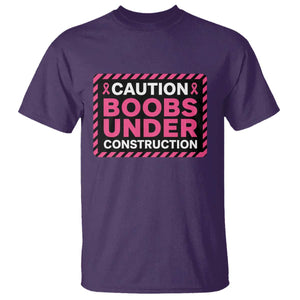 Funny Breast Cancer Surgery Mastectomy T Shirt Caution Boobs Under Construction Pink Ribbon Warrior
