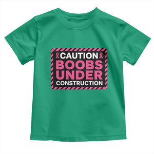 Funny Breast Cancer Surgery Mastectomy Toddler T Shirt Caution Boobs Under Construction Pink Ribbon Warrior