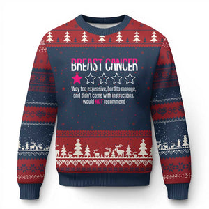 Funny Breast Cancer One Star Review Ugly Christmas Sweater Would Not Recommend Breast Cancer Warrior