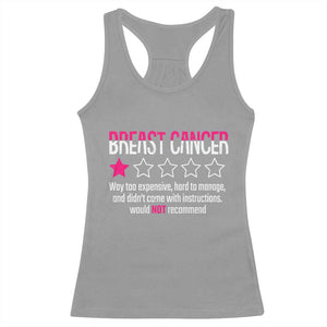 Funny Breast Cancer One Star Review Racerback Tank Top Would Not Recommend Breast Cancer Warrior