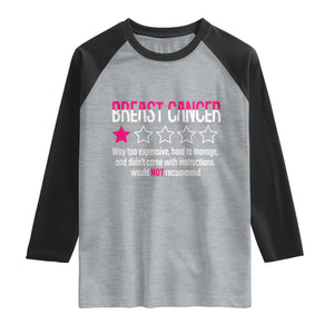Funny Breast Cancer One Star Review Raglan Shirt Would Not Recommend Breast Cancer Warrior