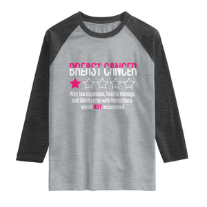 Funny Breast Cancer One Star Review Raglan Shirt Would Not Recommend Breast Cancer Warrior