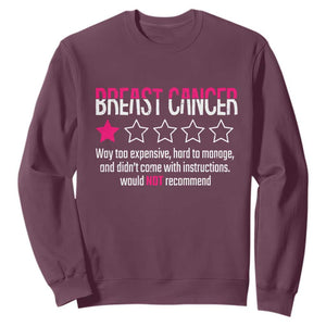 Funny Breast Cancer One Star Review Sweatshirt Would Not Recommend Breast Cancer Warrior