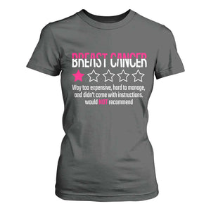 Funny Breast Cancer One Star Review T Shirt For Women Would Not Recommend Breast Cancer Warrior