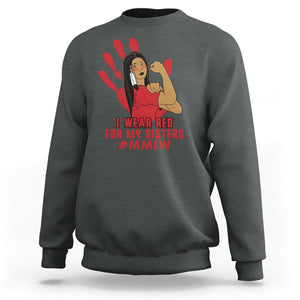 Native American Indigenous MMIW Awareness Sweatshirt I Wear Red For My Sisters TS02 Dark Heather Printyourwear
