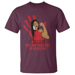 Native American Indigenous MMIW Awareness T Shirt I Wear Red For My Sisters TS02 Maroon Printyourwear