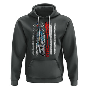 Native American Hoodie Indigenous American Indian Feather US Flag TS02 Dark Heather Printyourwear