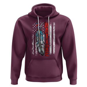 Native American Hoodie Indigenous American Indian Feather US Flag TS02 Maroon Printyourwear