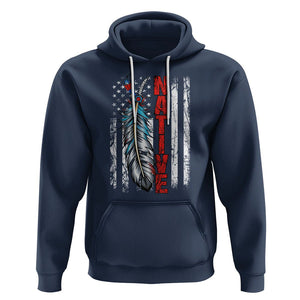 Native American Hoodie Indigenous American Indian Feather US Flag TS02 Navy Printyourwear