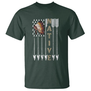 Native American T Shirt Indigenous American Indian Feather Headdress TS02 Dark Forest Green Printyourwear