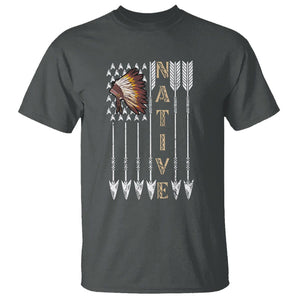 Native American T Shirt Indigenous American Indian Feather Headdress TS02 Dark Heather Printyourwear