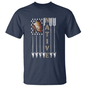 Native American T Shirt Indigenous American Indian Feather Headdress TS02 Navy Printyourwear
