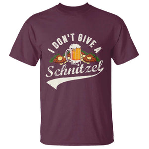 Funny Oktoberfest Drinking T Shirt I Don't Give a Schnitzel German Beer Festival TS02 Maroon Print Your Wear