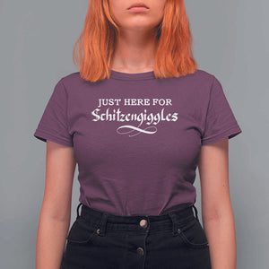 Funny Oktoberfest T Shirt For Women Here for Schitzengiggles Group Bachelor Party TS02 Maroon Print Your Wear