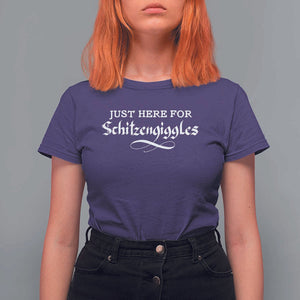 Funny Oktoberfest T Shirt For Women Here for Schitzengiggles Group Bachelor Party TS02 Purple Print Your Wear